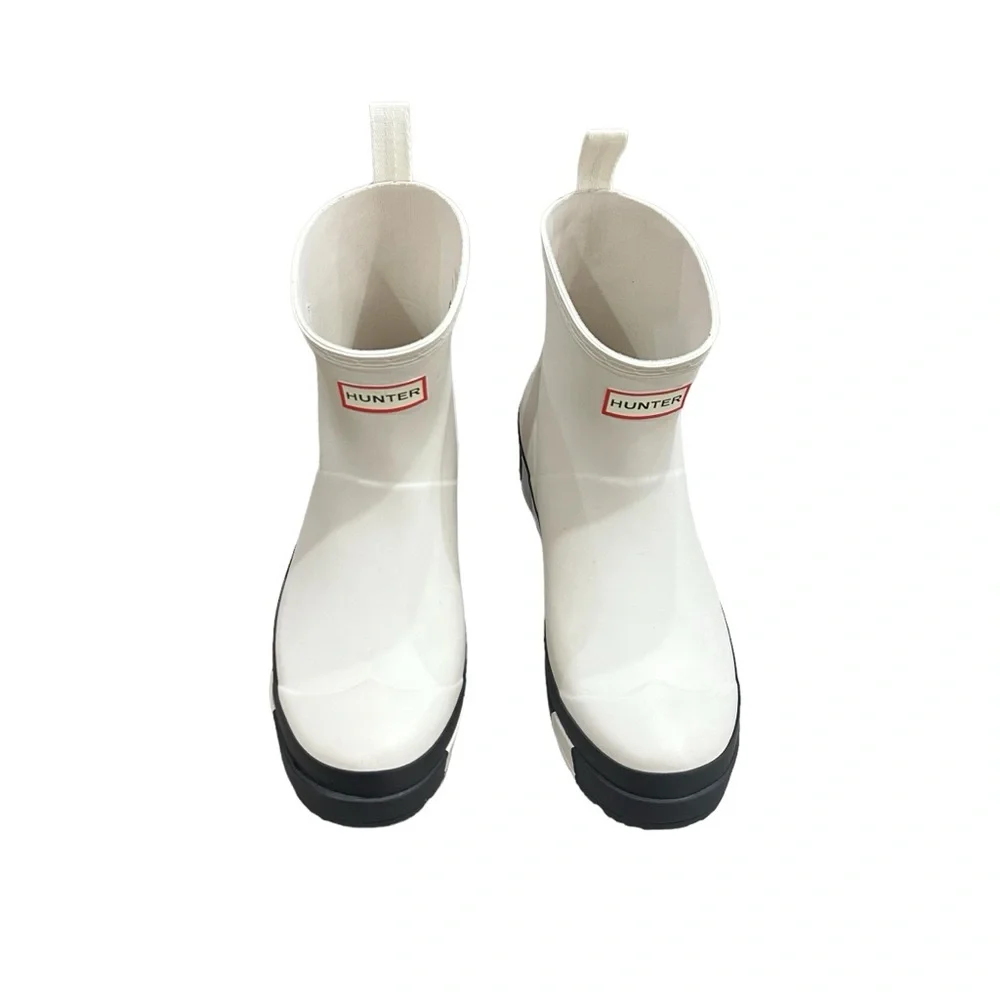 Hunter Boots Play Short Stripped Rain Snow Boots Rubber Slip On Platform Vegan